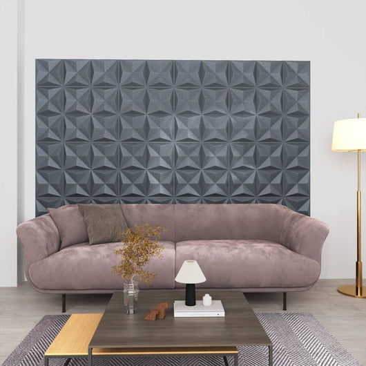 Pannelli Murali 3D 12 pz 50x50 cm Grigi Origami 3 m² cod mxl 9586