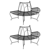 Panchine per Albero Semicircolari 2 pz Ø159 cm Nere in Acciaio cod mxl 39755