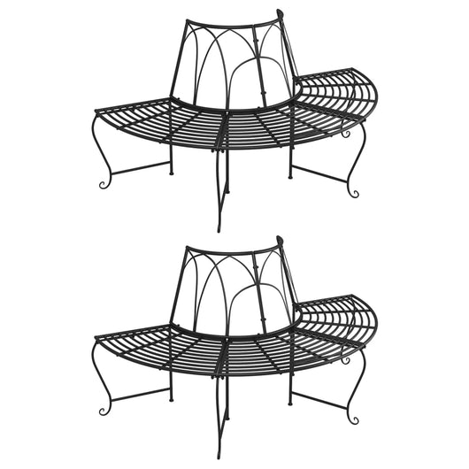 Panchine per Albero Semicircolari 2 pz Ø159 cm Nere in Acciaio cod mxl 39755