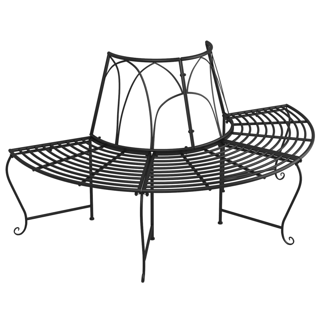 Panchine per Albero Semicircolari 2 pz Ø159 cm Nere in Acciaio cod mxl 39755