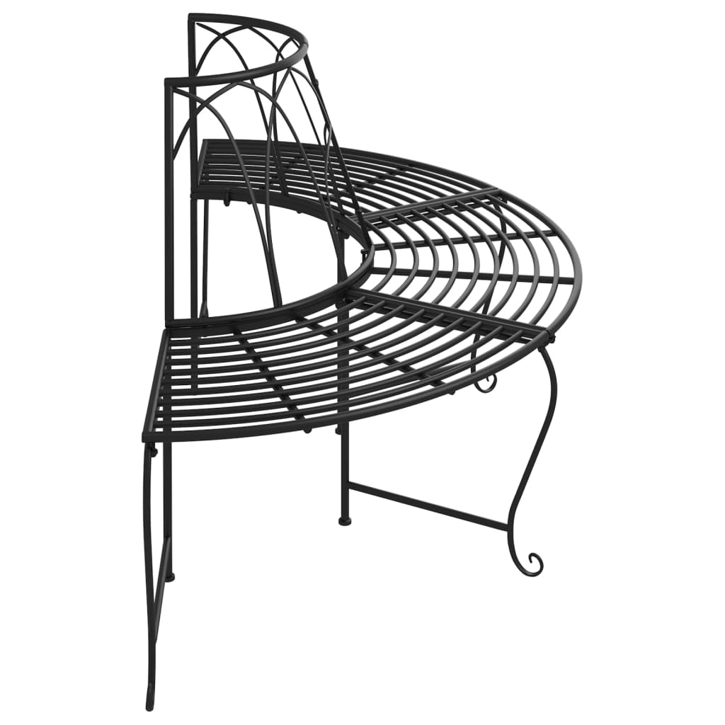 Panchine per Albero Semicircolari 2 pz Ø159 cm Nere in Acciaio cod mxl 39755