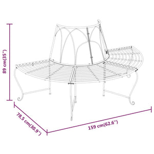 Panchine per Albero Semicircolari 2 pz Ø159 cm Nere in Acciaio cod mxl 39755