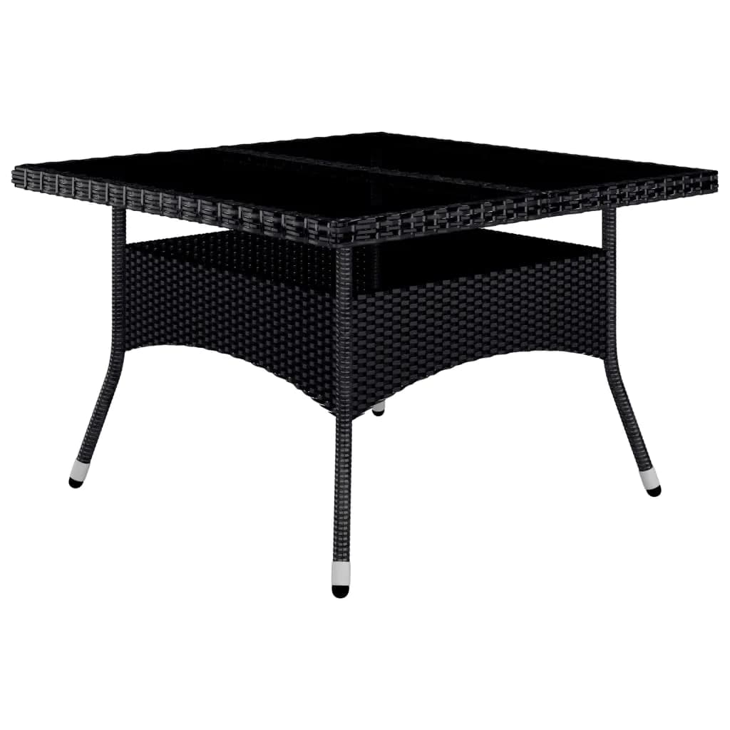 Set Pranzo da Giardino 9pz in Polyrattan e Vetro Temperato Nero 3095894