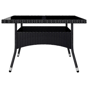 Set Pranzo da Giardino 9pz in Polyrattan e Vetro Temperato Nero 3095894