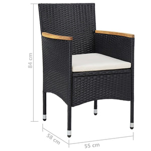 Set Pranzo da Giardino 9pz in Polyrattan e Vetro Temperato Nero 3095894