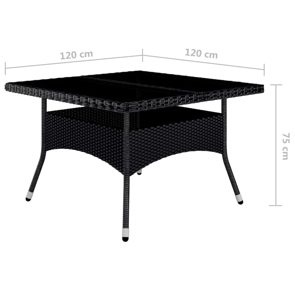 Set Pranzo da Giardino 9pz in Polyrattan e Vetro Temperato Nero 3095894