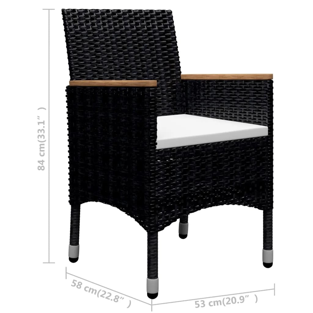 Set da Pranzo da Giardino 9 pz Polyrattan e Legno Massello Nero 3095899