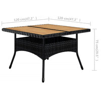 Set da Pranzo da Giardino 9 pz Polyrattan e Legno Massello Nero 3095899