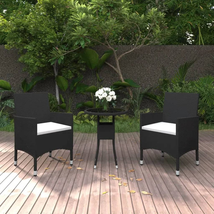 Set da Bistrot per Giardino 3 pz in Polyrattan e Vetro Nero 3095901