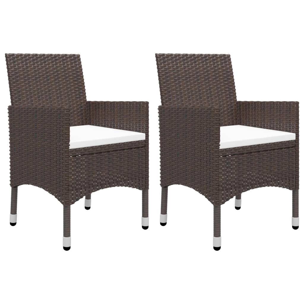 Set Pranzo da Giardino 3pz Polyrattan e Vetro Temperato Marrone 3095912