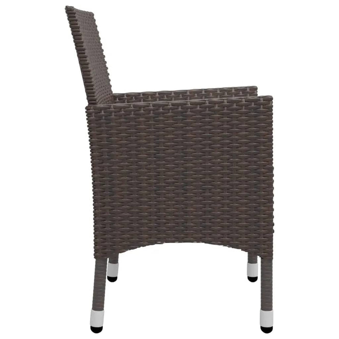 Set Pranzo da Giardino 3pz Polyrattan e Vetro Temperato Marrone 3095912