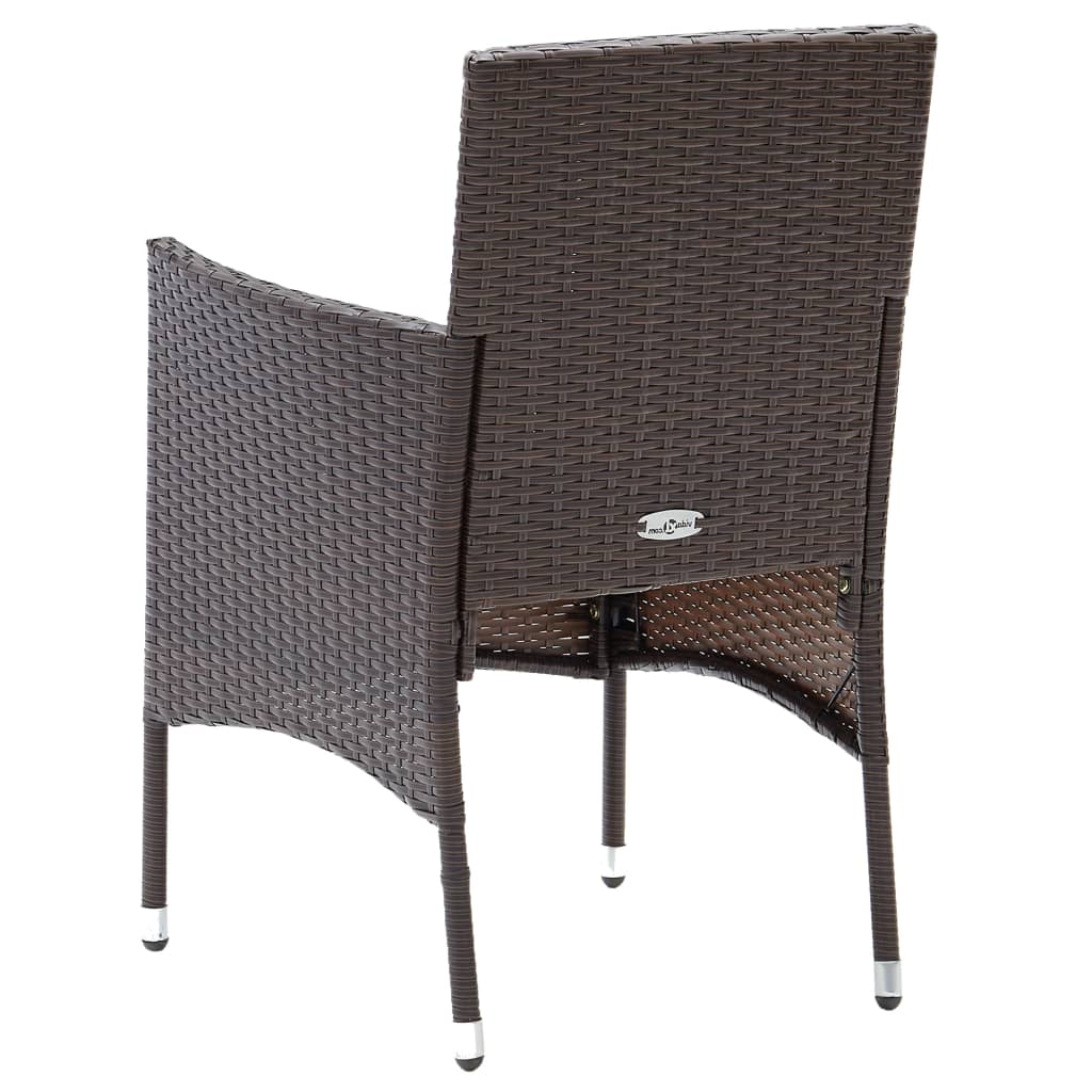 Set Pranzo da Giardino 3pz Polyrattan e Vetro Temperato Marrone 3095912