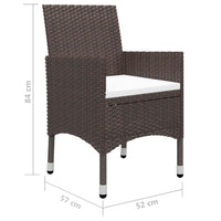 Set Pranzo da Giardino 3pz Polyrattan e Vetro Temperato Marrone 3095912