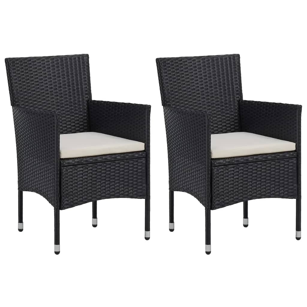 Set da Pranzo da Giardino 3 pz Polyrattan e Legno Massello Nero 3095922