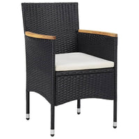 Set da Pranzo da Giardino 5 pz Polyrattan e Legno Massello Nero 3095923