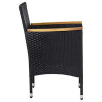 Set da Pranzo da Giardino 5 pz Polyrattan e Legno Massello Nero 3095923