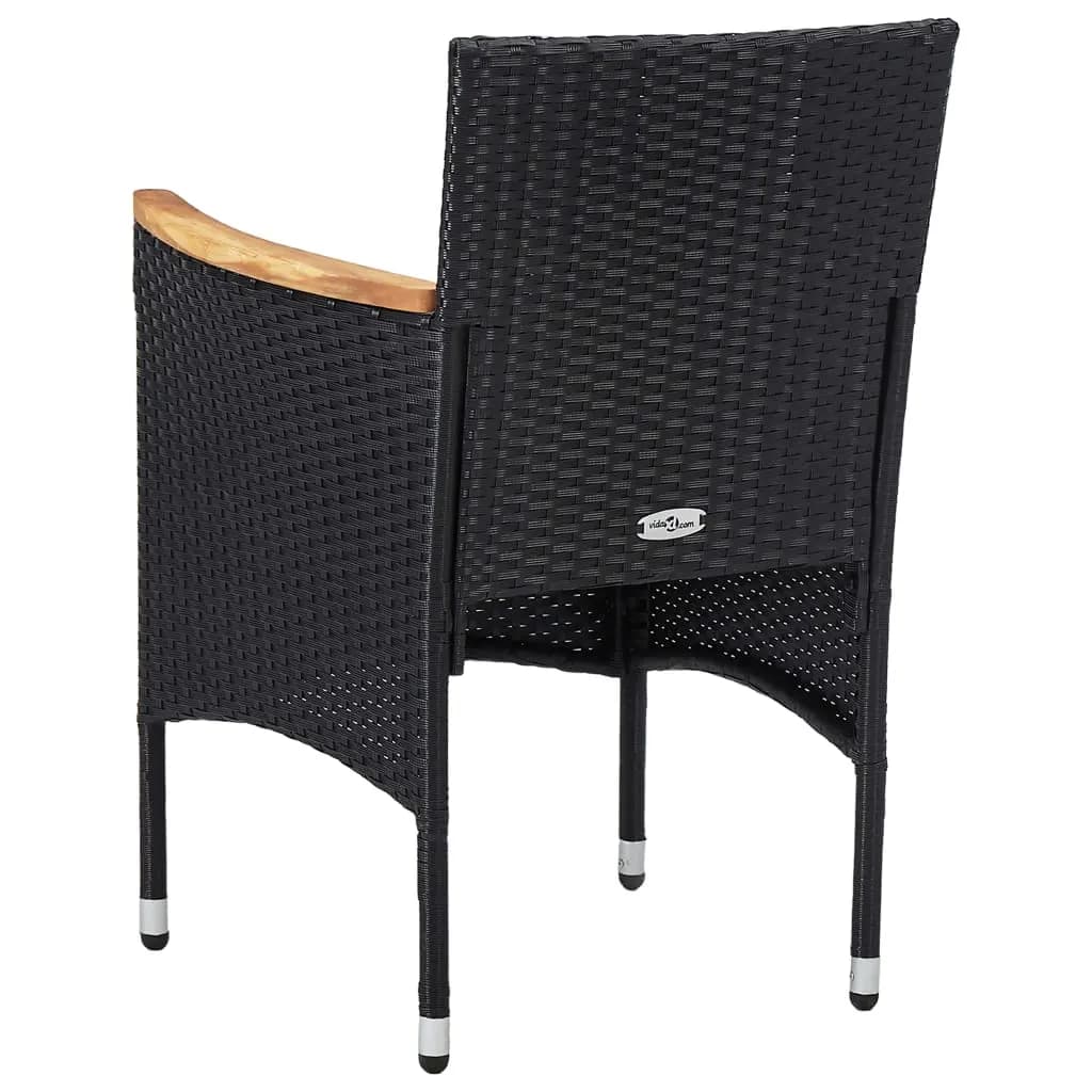 Set da Pranzo da Giardino 5 pz Polyrattan e Legno Massello Nero 3095923