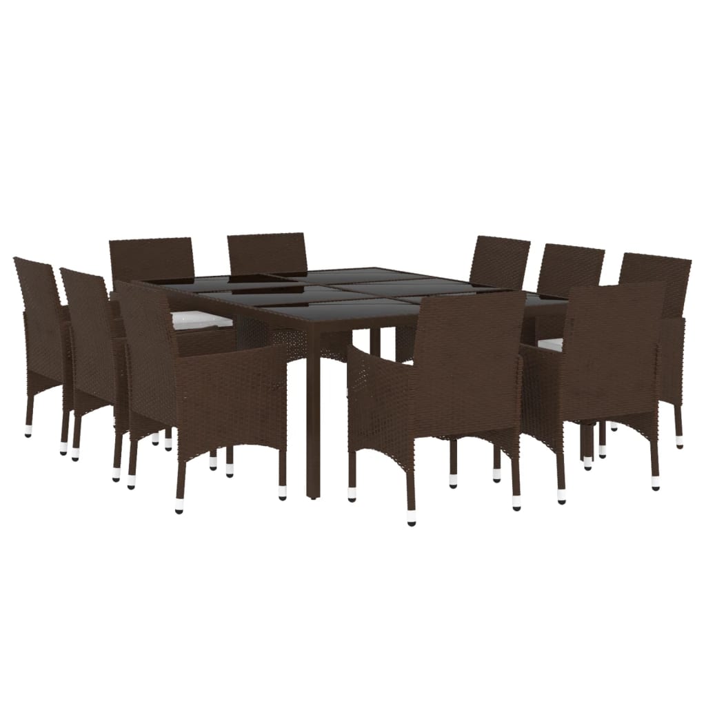 Set da Pranzo da Giardino 11 pz in Polyrattan Marrone 3095932