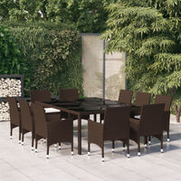 Set da Pranzo da Giardino 11 pz in Polyrattan Marrone 3095932