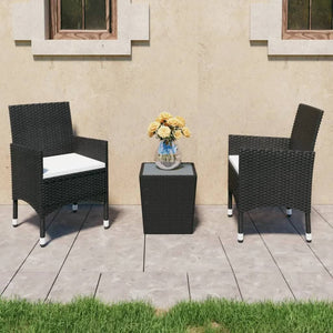 Set da Bistrot per Giardino 3 pz in Polyrattan e Vetro Nero 3095933