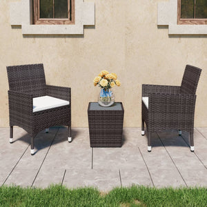 Set Bistrot Giardino 3 pz Polyrattan e Vetro Temperato Marrone 3095934