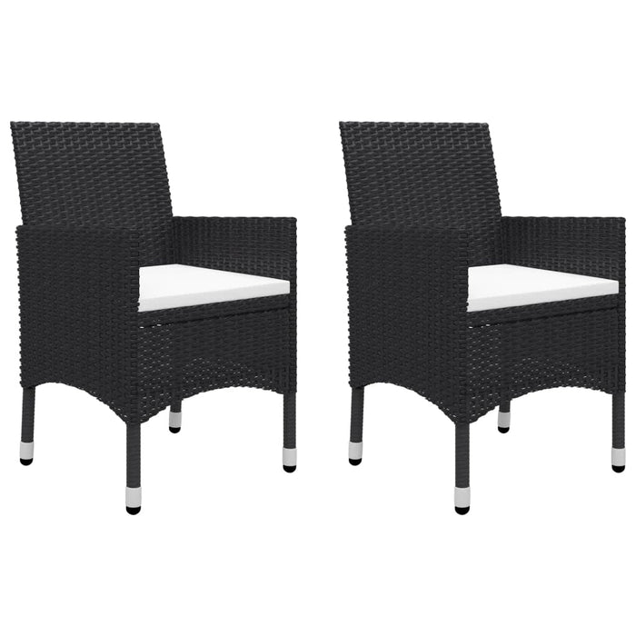 Set Bistrot da Giardino 3 pz Polyrattan e Legno Massello Nero 3095935