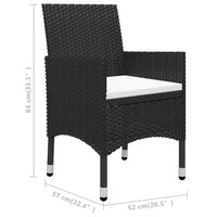 Set Bistrot da Giardino 3 pz Polyrattan e Legno Massello Nero 3095935