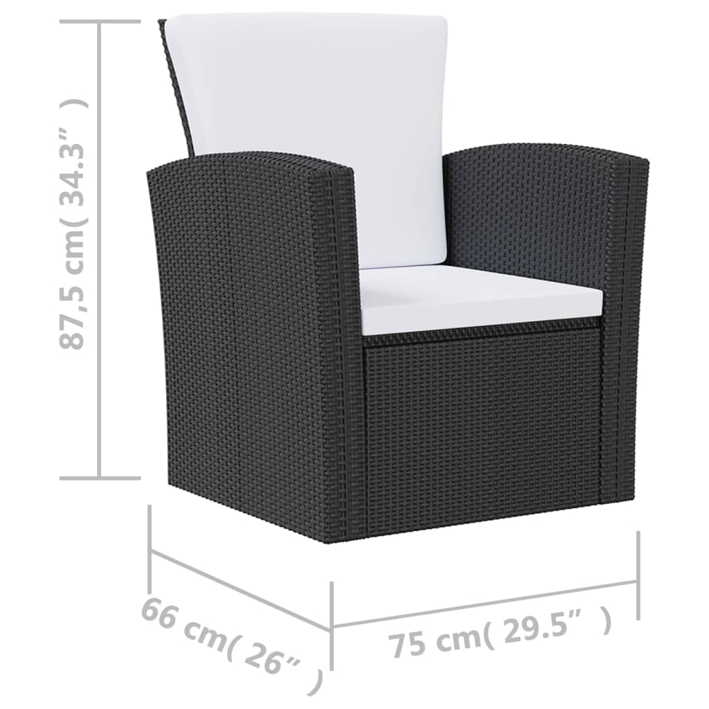 Set Divani da Giardino 16 pz con Cuscini in Polyrattan Nero 3095942