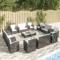 Set Divani da Giardino 16 pz con Cuscini in Polyrattan Nero 3095942