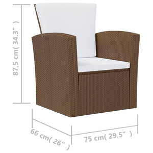 Set Divani da Giardino 8 pz con Cuscini in Polyrattan Marrone 3095943