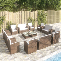 Set Divani da Giardino 16 pz con Cuscini in Polyrattan Marrone cod mxl 38618