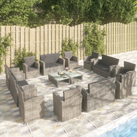 Set Divani da Giardino 16 pz con Cuscini in Polyrattan Grigio cod mxl 38619