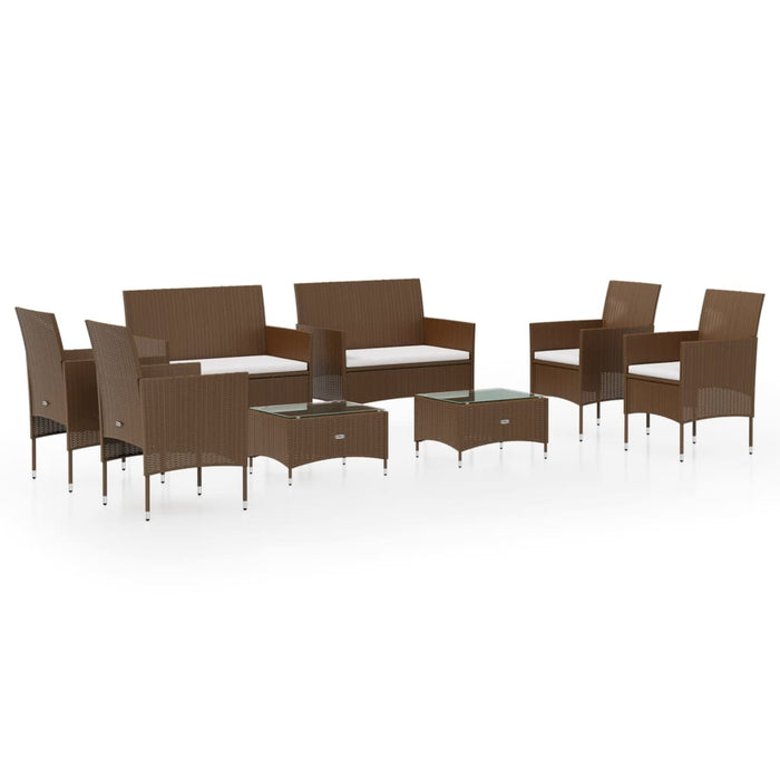 Set Divani da Giardino 8 pz con Cuscini in Polyrattan Marrone cod mxl 40574