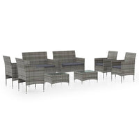 Set Divani da Giardino 8 pz con Cuscini in Polyrattan Grigio cod mxl 43288