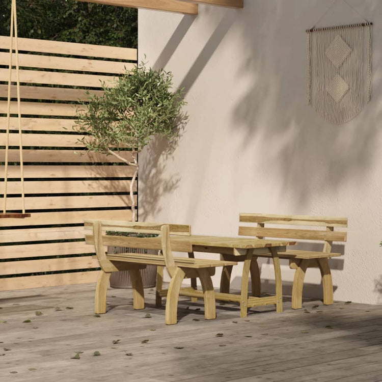 Set da Pranzo da Giardino 3 pz in Legno di Pino Impregnato cod mxl 37855