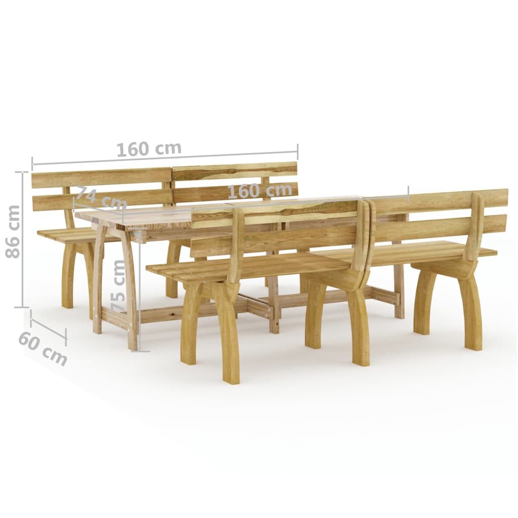 Set da Pranzo da Giardino 3 pz in Legno di Pino Impregnato 3096605