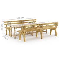 Set da Pranzo da Giardino 3 pz in Legno di Pino Impregnato 3096607