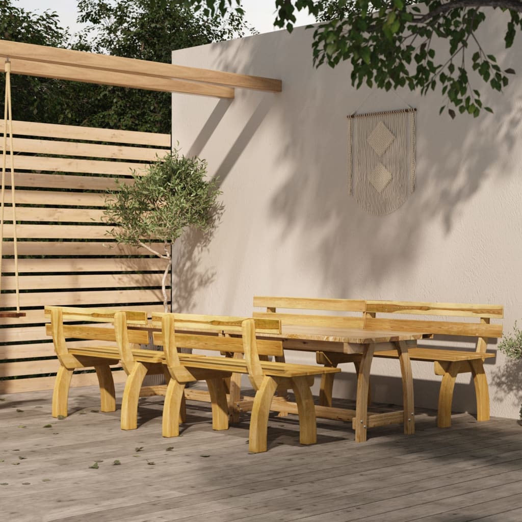 Set da Pranzo da Giardino 4 pz in Legno di Pino Impregnato cod mxl 37858