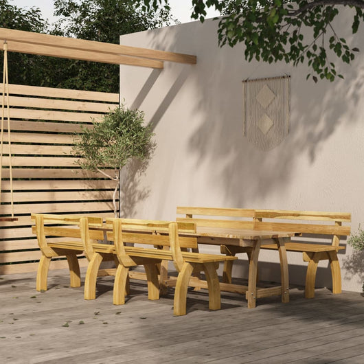 Set da Pranzo da Giardino 4 pz in Legno di Pino Impregnato cod mxl 37858