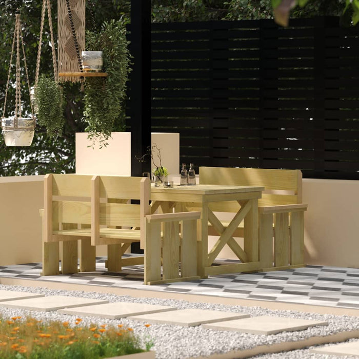 Set da Pranzo da Giardino 3 pz in Legno di Pino Impregnato cod mxl 41831