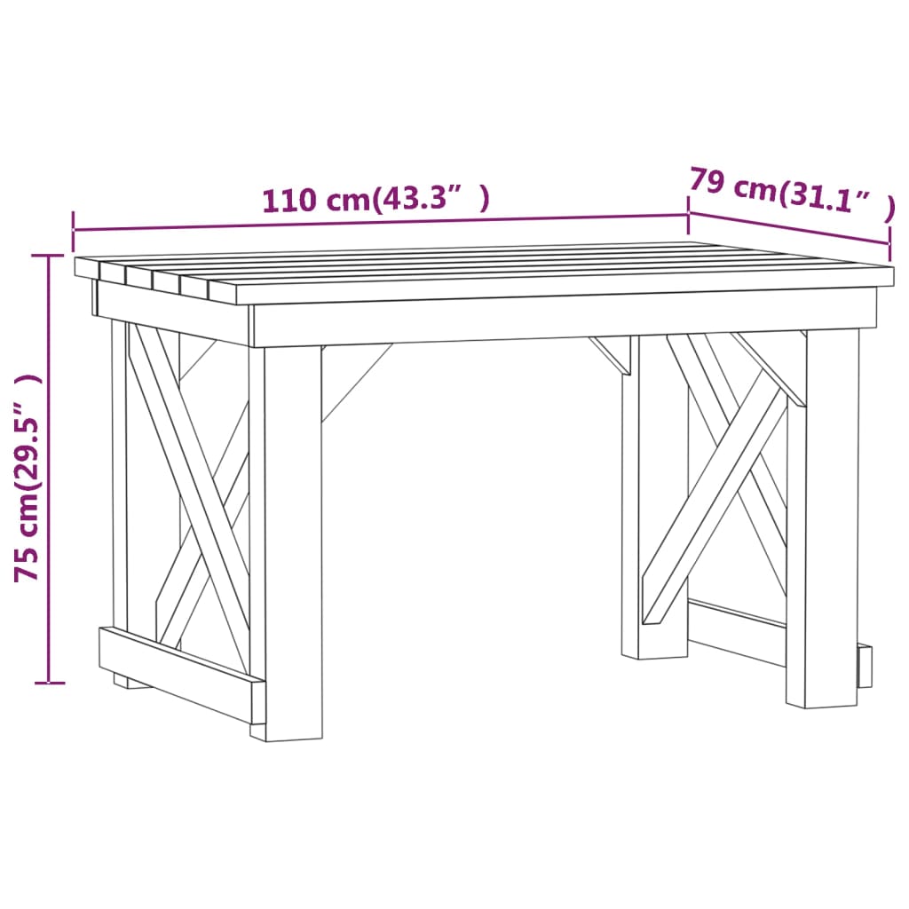 Set da Pranzo da Giardino 3 pz in Legno di Pino Impregnato 3096617