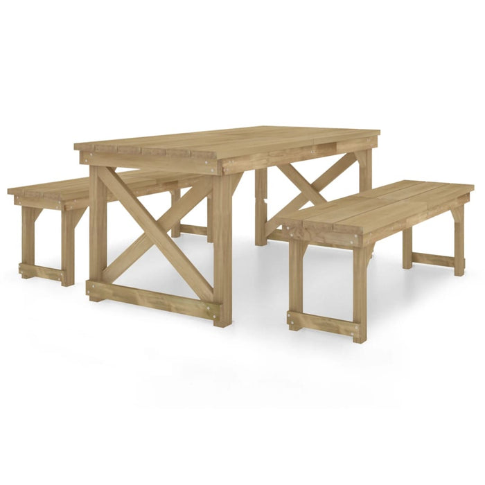 Set da Pranzo per Giardino 3 pz in Legno di Pino Impregnato cod mxl 35991