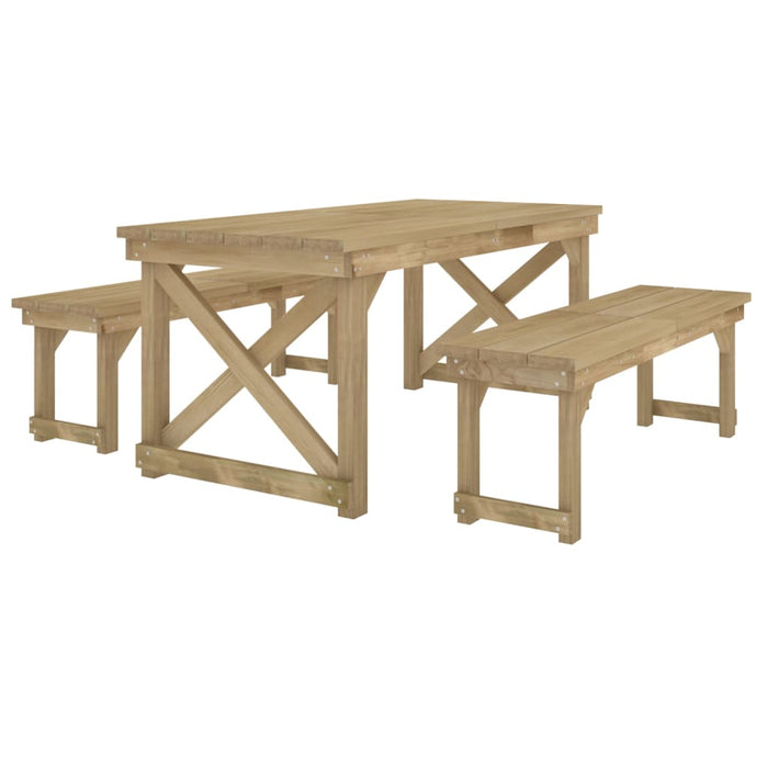 Set da Pranzo per Giardino 3 pz in Legno di Pino Impregnato cod mxl 35991