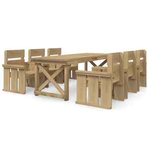 Set da Pranzo per Giardino 7 pz in Legno di Pino Impregnatocod mxl 126371