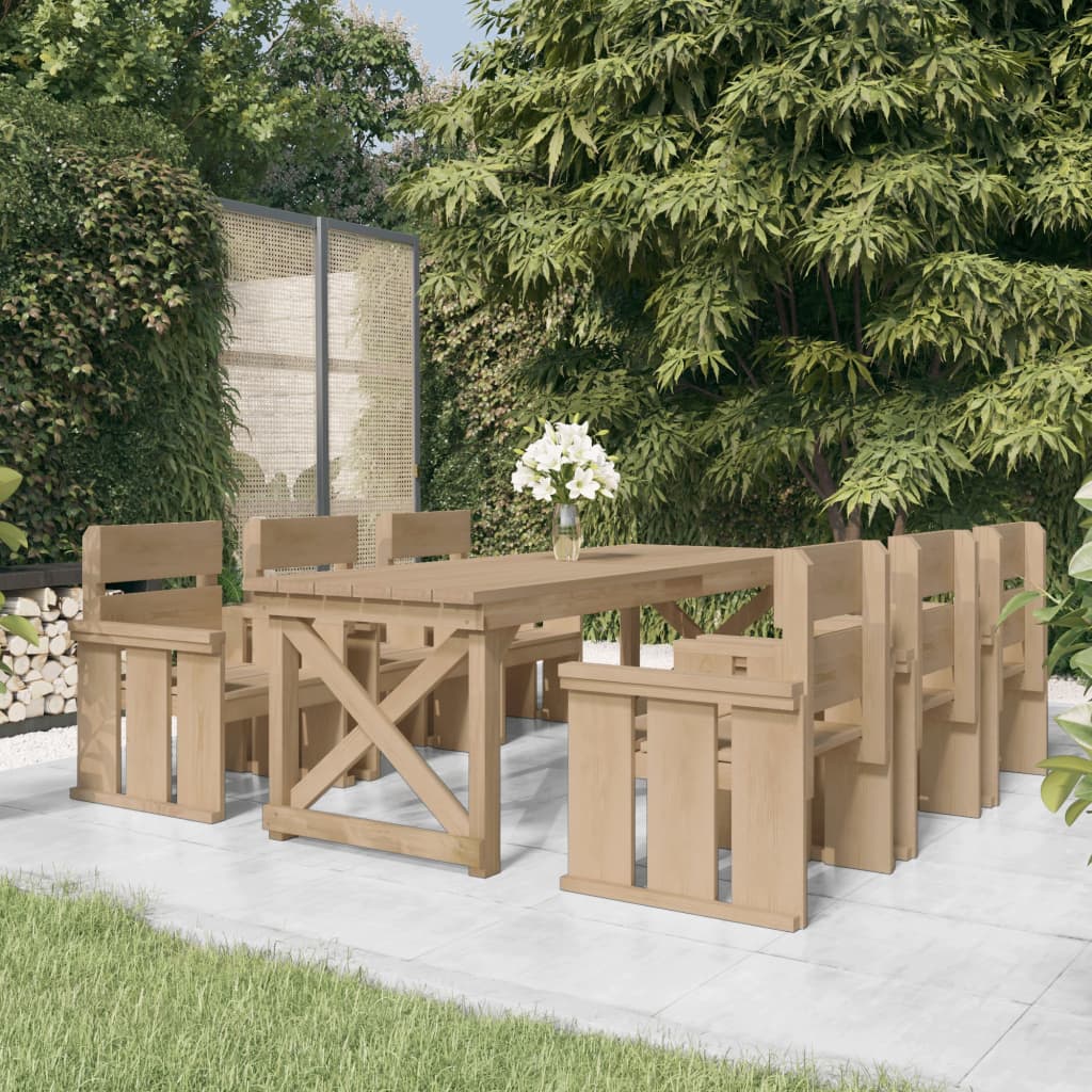 Set da Pranzo per Giardino 7 pz in Legno di Pino Impregnatocod mxl 126371