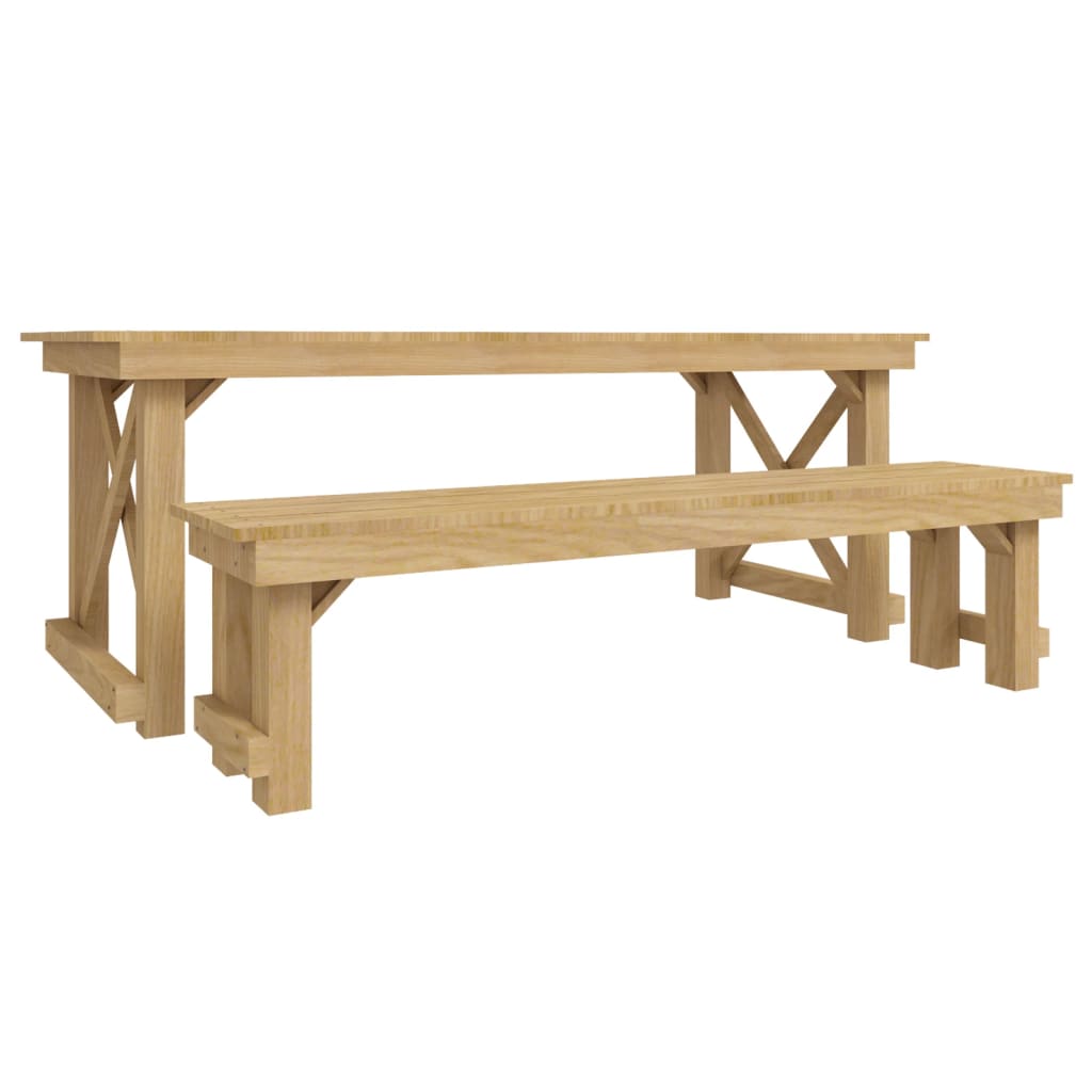 Set da Pranzo da Giardino 3 pz in Legno di Pino Impregnato cod mxl 39498