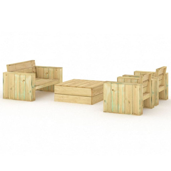 Set Salotto da Giardino 4 pz Legno Massello di Pino Impregnato