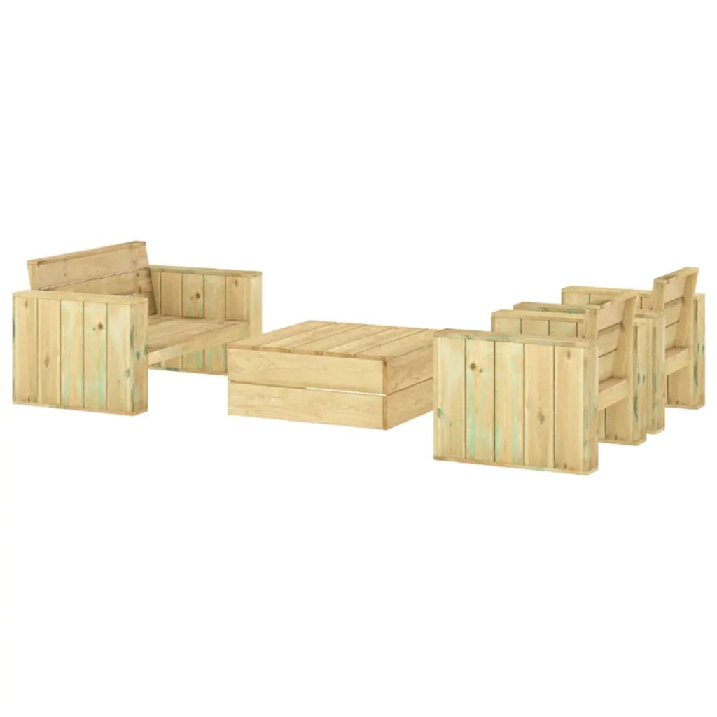 Set Salotto da Giardino 4 pz Legno Massello di Pino Impregnato