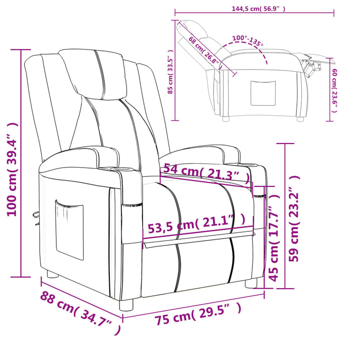 Poltrona Reclinabile in Tessuto Crema 340958