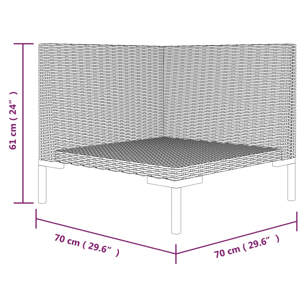 Divano da Giardino con Cuscini in Polyrattan Mezzo Tondo 318601